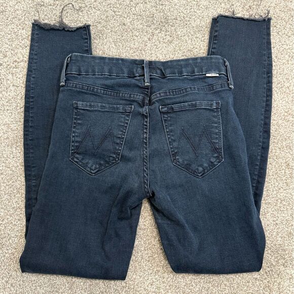 Mother The Looker Low Rise Skinny Jeans Dark Wash Frayed Sz 25 - Picture 4 of 8